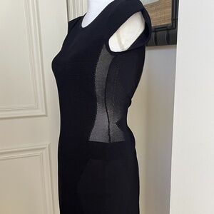 Maje Black Bodycon Mesh Panel Mini Cocktail Dress Size 1 US S